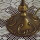 French Art Nouveau Brass Goose Neck Table Lamp White & Pink Glass Shade
