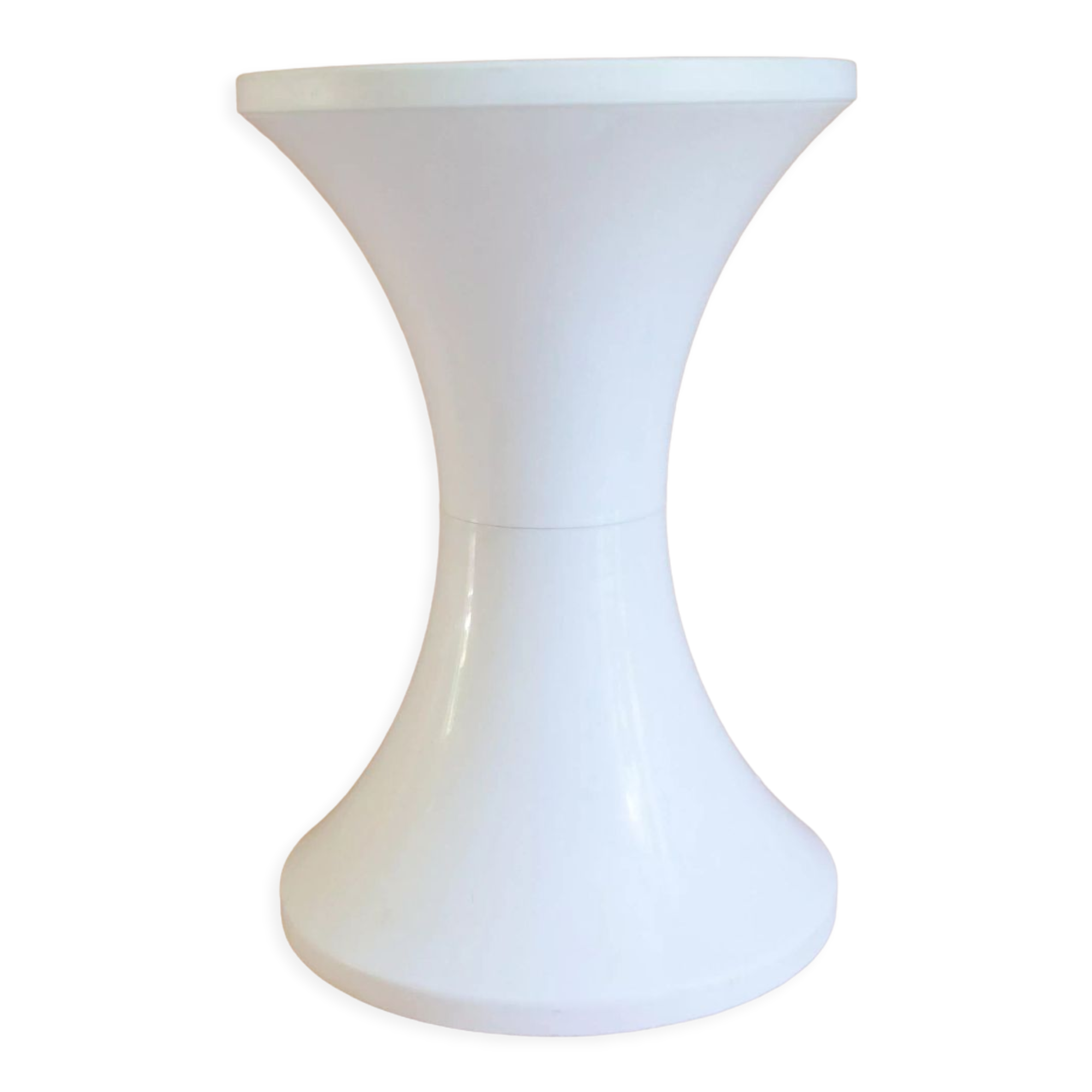 Vintage white plastic stool imitation Tam Tam from the space age of the 70s