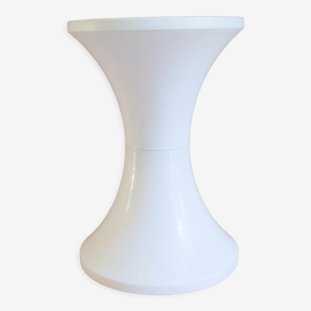 Vintage white plastic stool imitation Tam Tam from the space age of the 70s