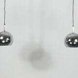 Targetti, set of two chrome sphere pendant lamps from 70s