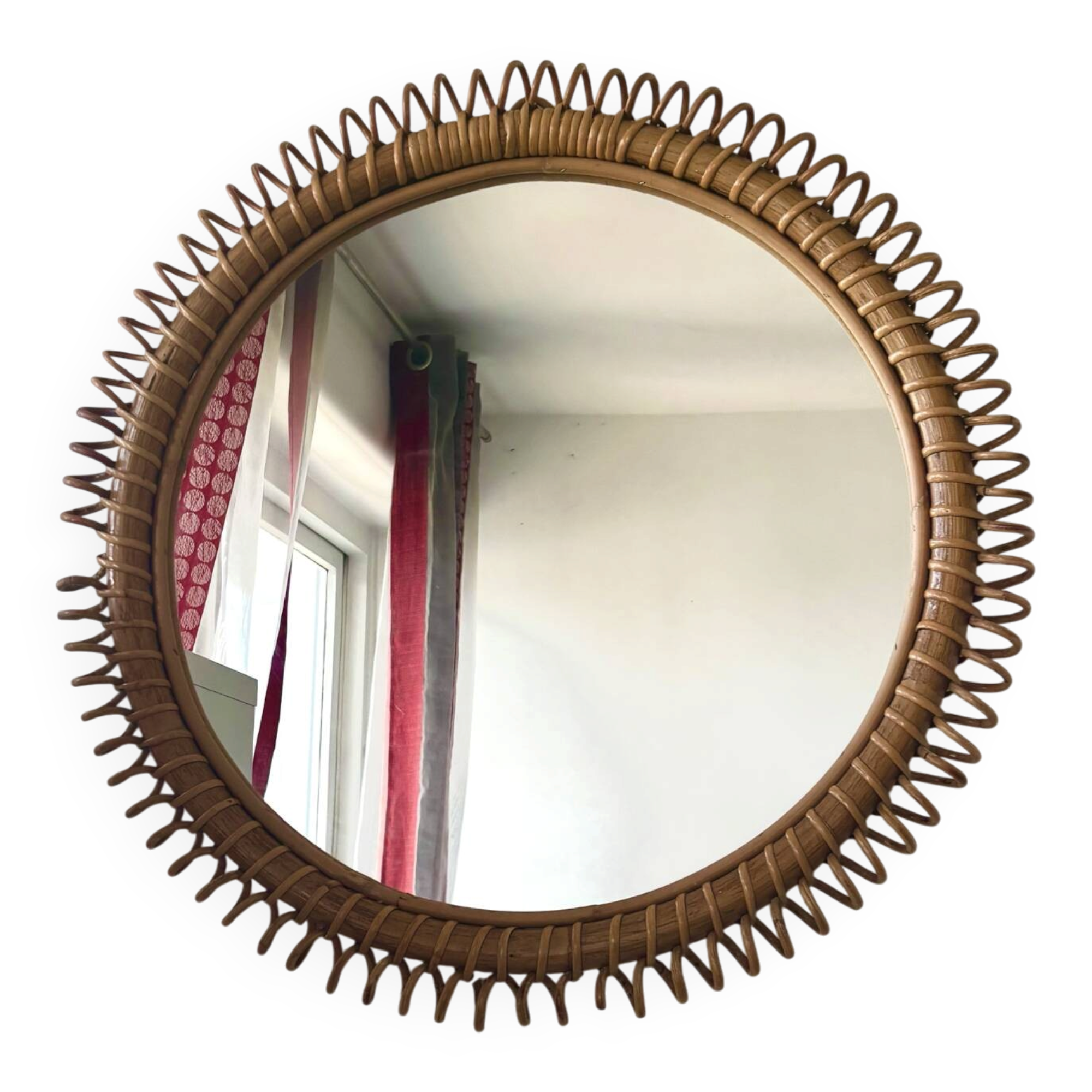 Miroir rond en rotin Franco Albini