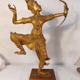 Statue en bronze doré du prince rama - art ethnique asie - haut. 55 cm