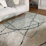 Round coffee table glass and steel design Kaeko Objekto Rafic Farah
