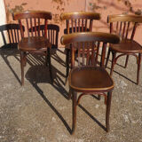 Set of 4 bistro chairs in curved wood Thonet