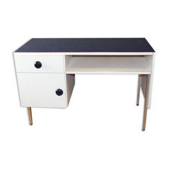 Bureau en mélaminé blanc et bleu vers 1970