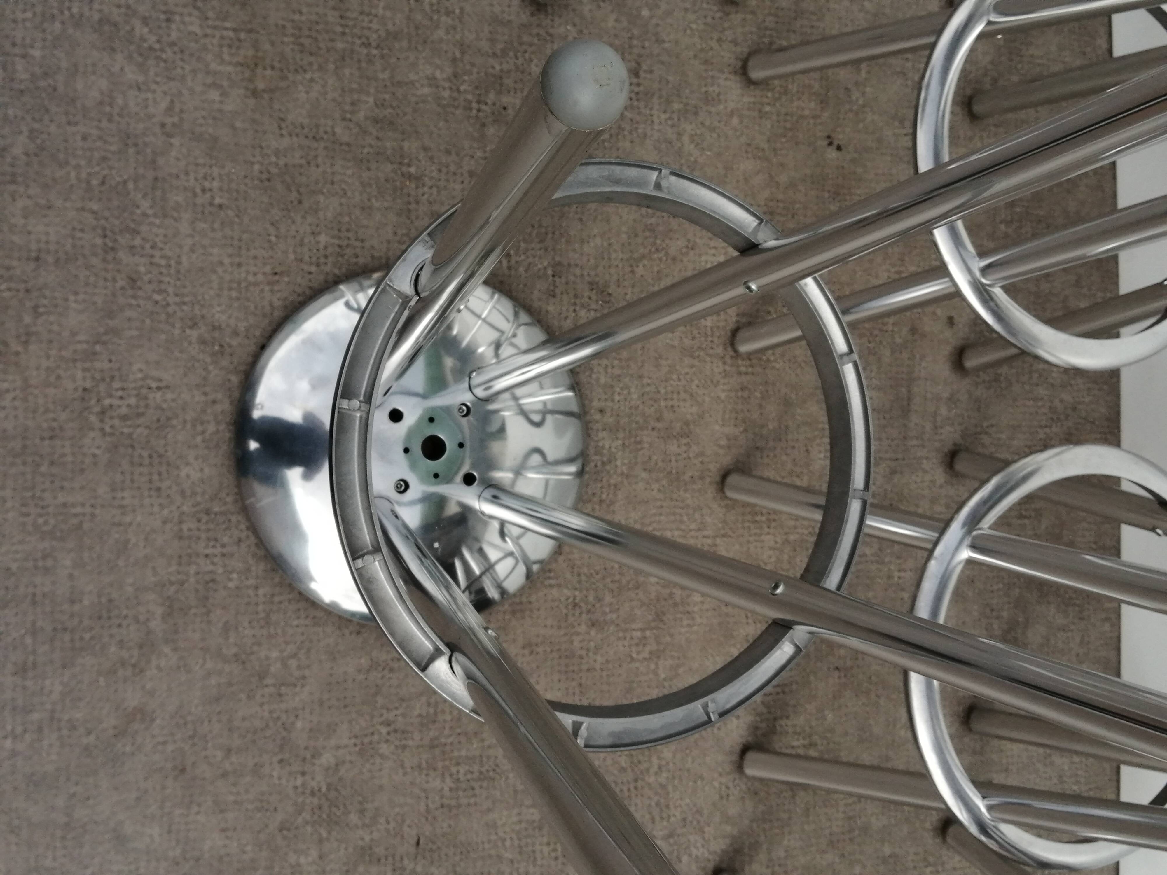 Set of 6 aluminum and wood bar stools in the Amat-3 style for Knoll, vintage 1990