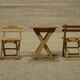 Old miniature doll table furniture and 2 folding garden furniture chairs