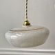 Pair of suspensions in white Clichy glass and golden edging 40s-50s