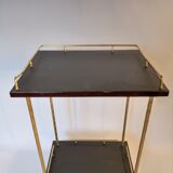 Pair of tables brass gilded blackened trays 1960