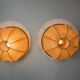 PAIR OF XL "COCOON" WALL LIGHTS, RESIN AND PINE, ITALY, 1970