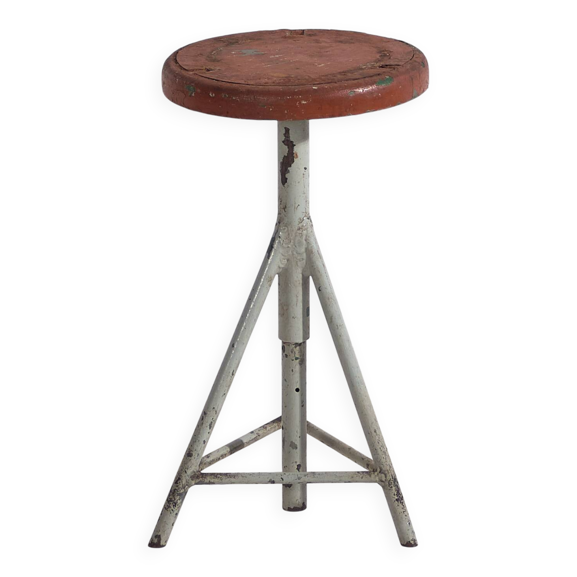 Industrial Style Round Metal Stool (c.1950) #9