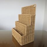Wall-mounted rattan mail holder 70s