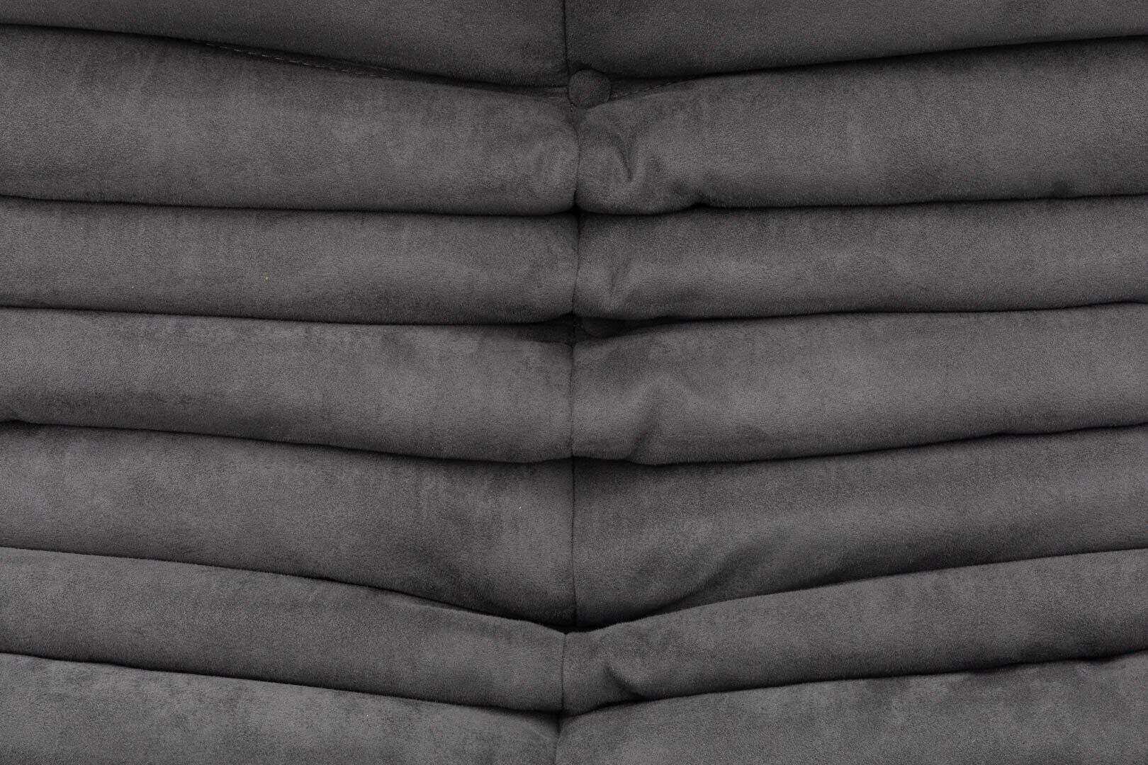 Togo lounge chair and pouf in black fabric by Michel Ducaroy for Ligne Roset, 1973, set of 2