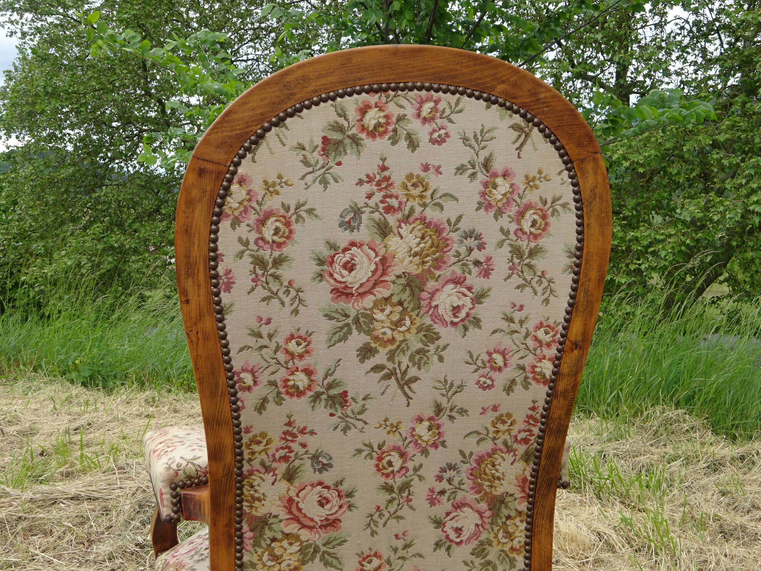 Antique Voltaire armchair with 4-position reclining backrest