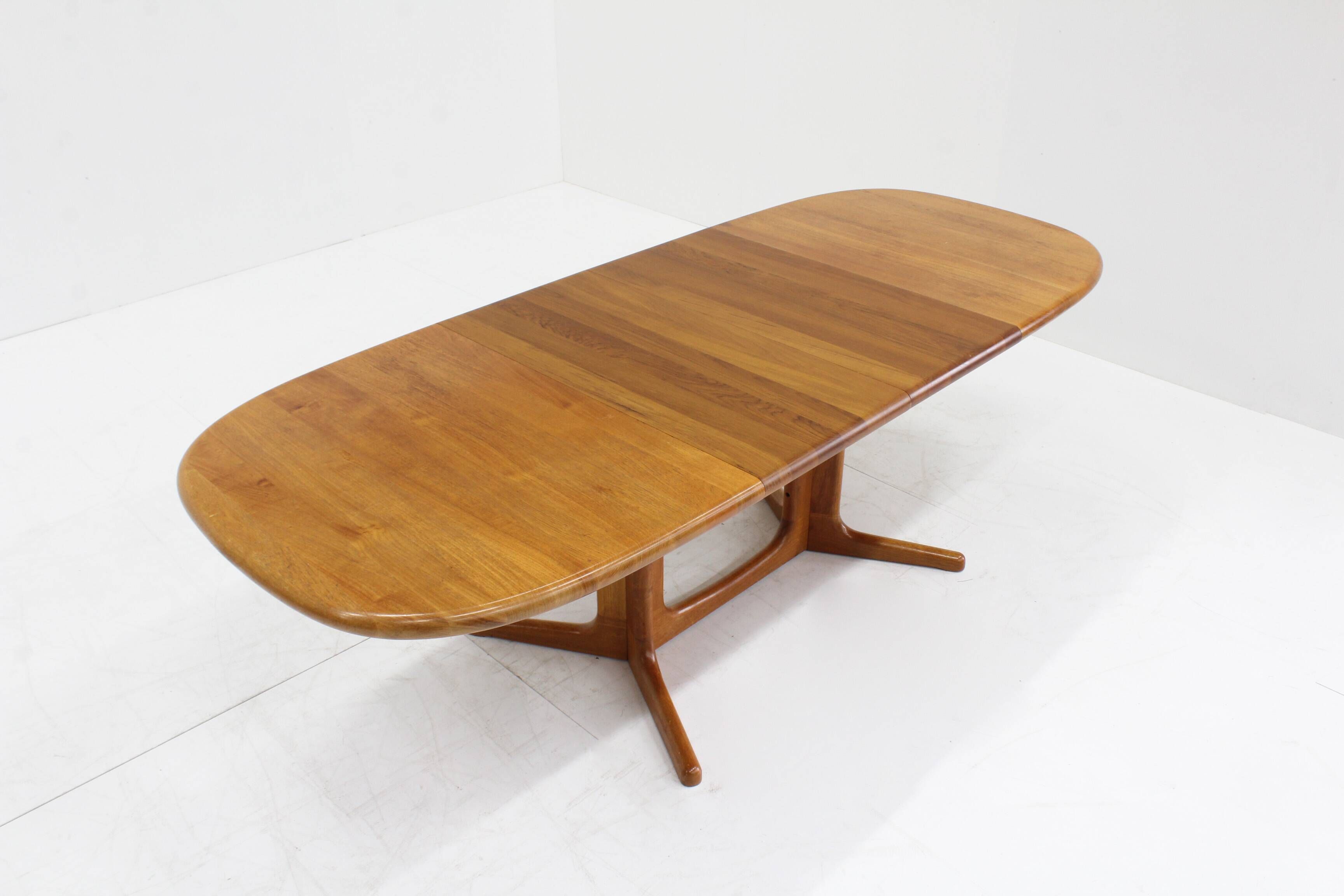 Vintage Glostrup Danish oval extendable dining table solid teak 1960s