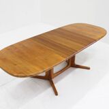 Vintage Glostrup Danish oval extendable dining table solid teak 1960s
