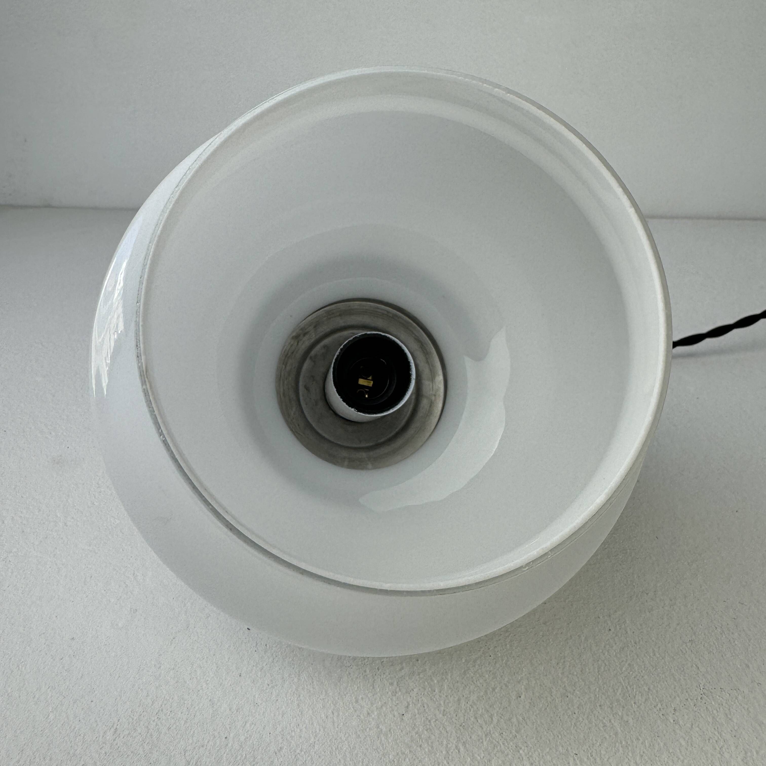 Pair of small vintage opaline pendant lights, 15 cm