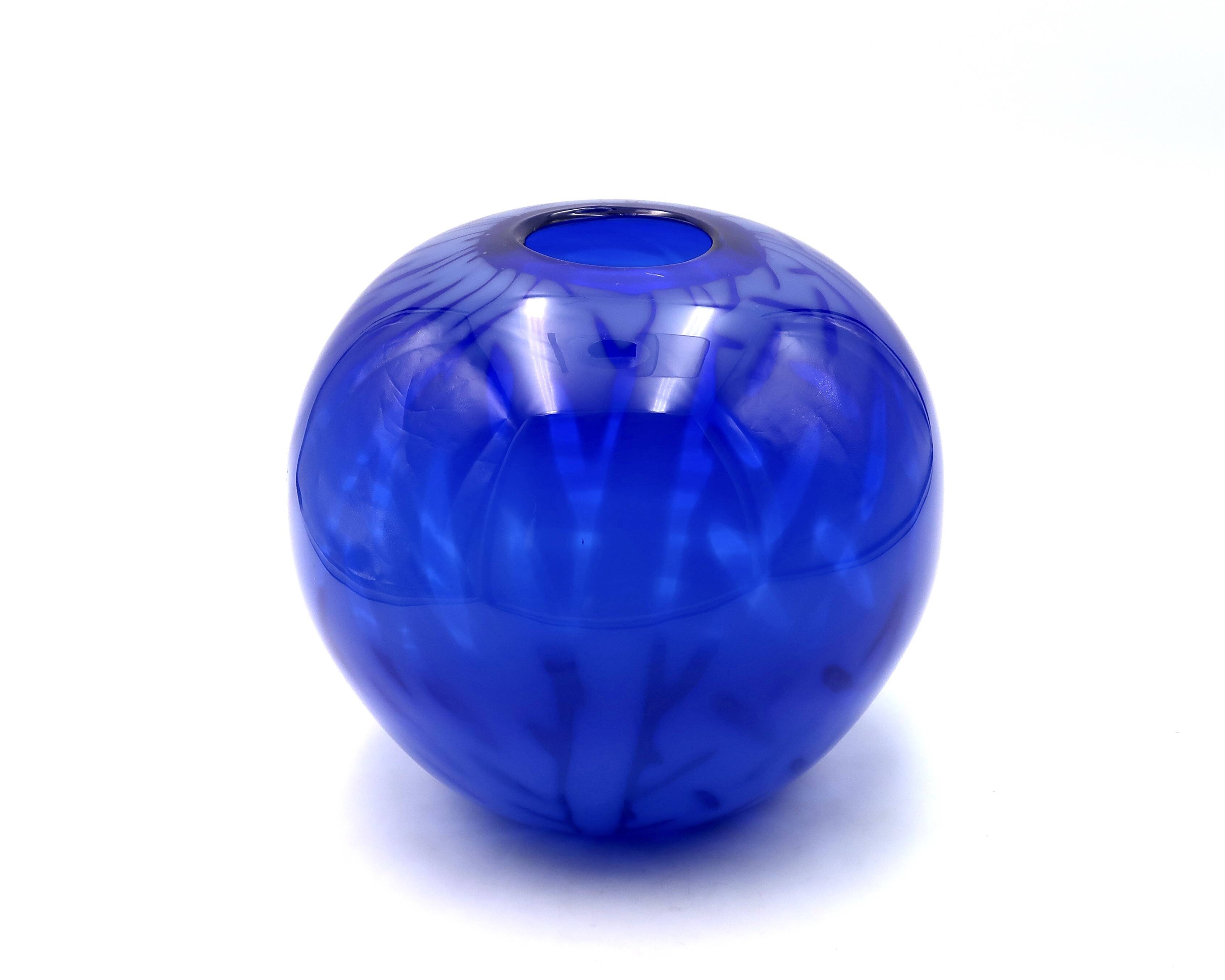 Impressive blue blown glass vase by Nicolas Morin.