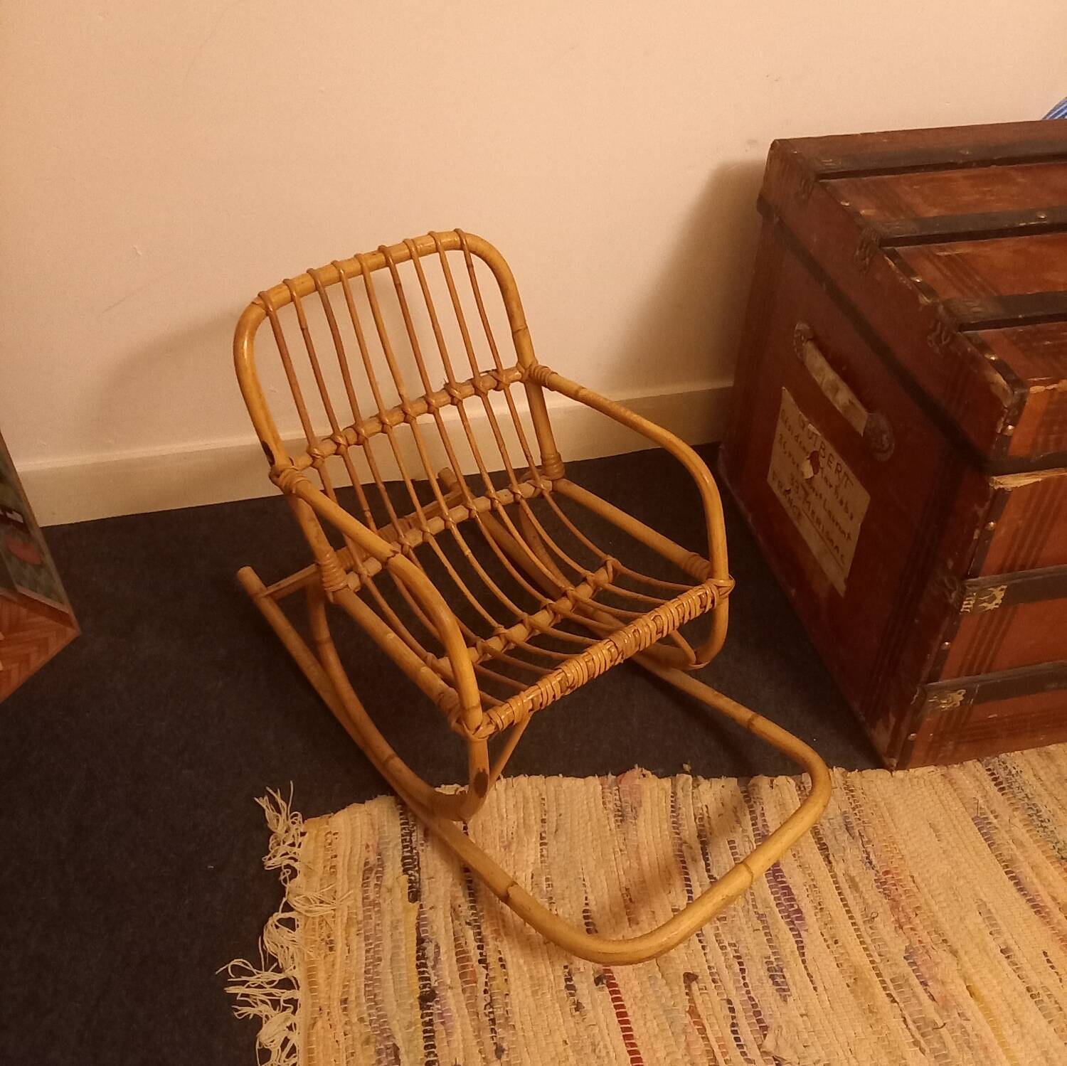 Children's rattan rocking chair