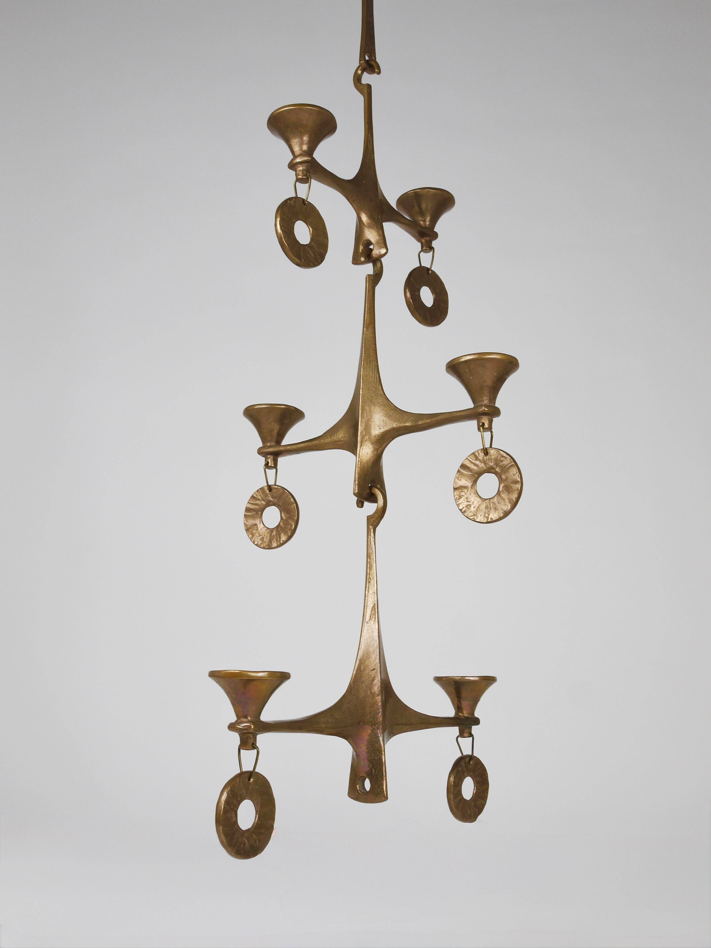 Grand Chandelier Suspended Candelabrum Brutalist Michael Harjes, 1970s
