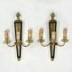 Antique Pair of 3-Light Wall Lights - Gilt Bronze and Mahogany - Neoclassical - 40's