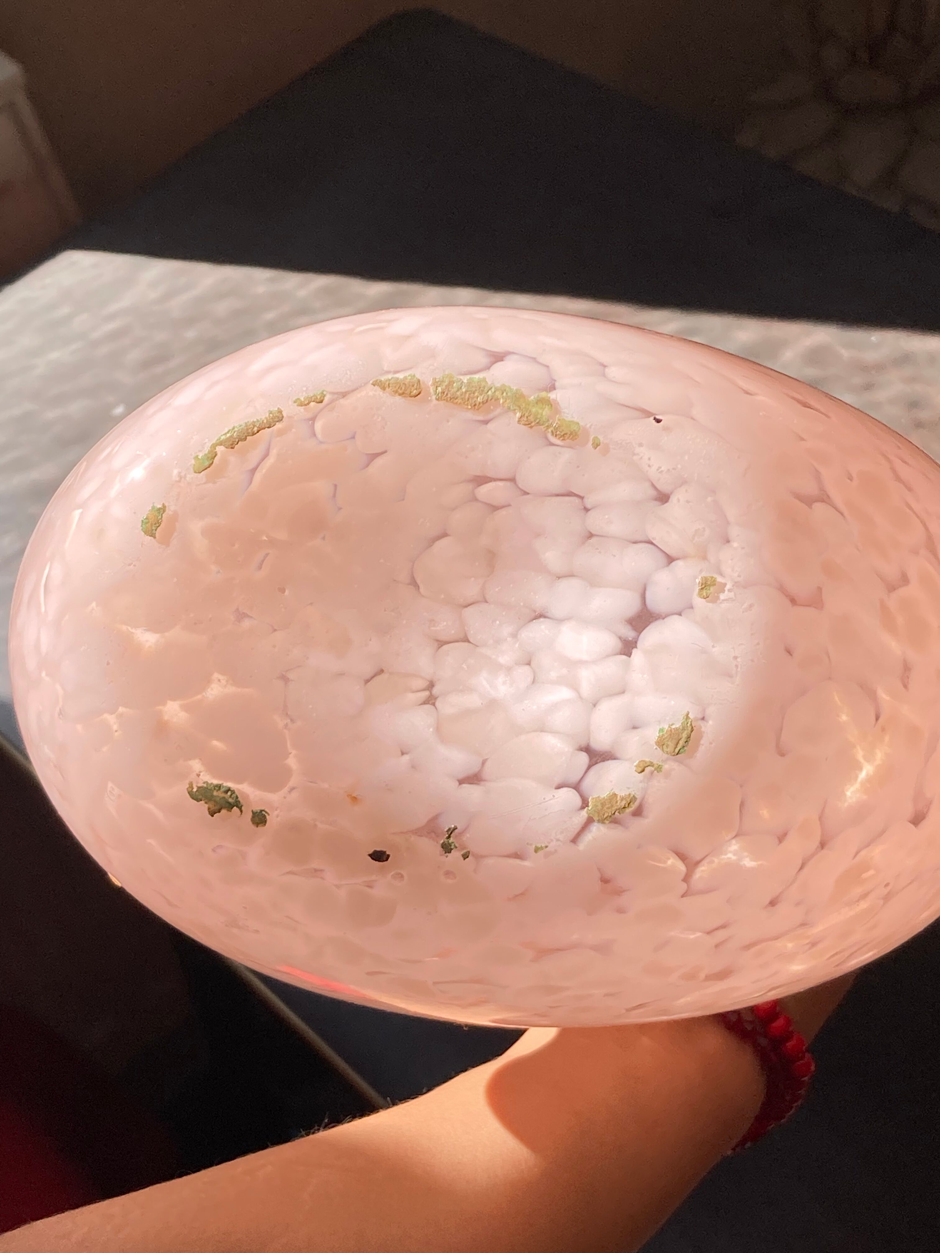 Speckled pink glass vase
