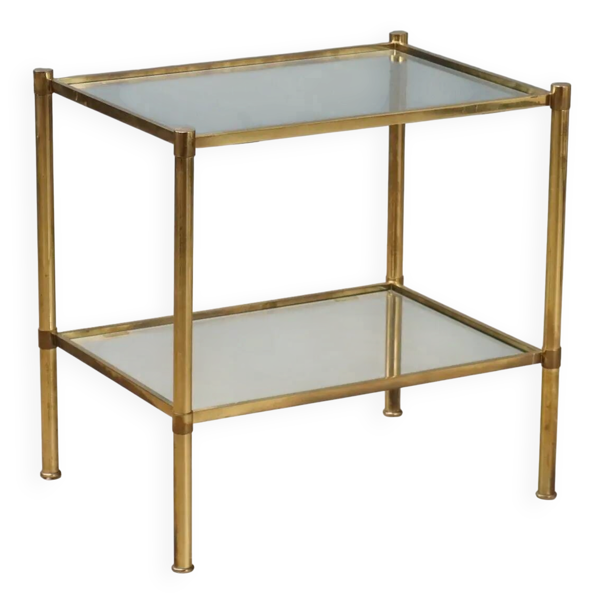 Vintage coffee table in brass and glass, 1970s.