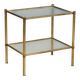 Vintage coffee table in brass and glass, 1970s.