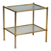 Table basse vintage en laiton et verre, années 1970