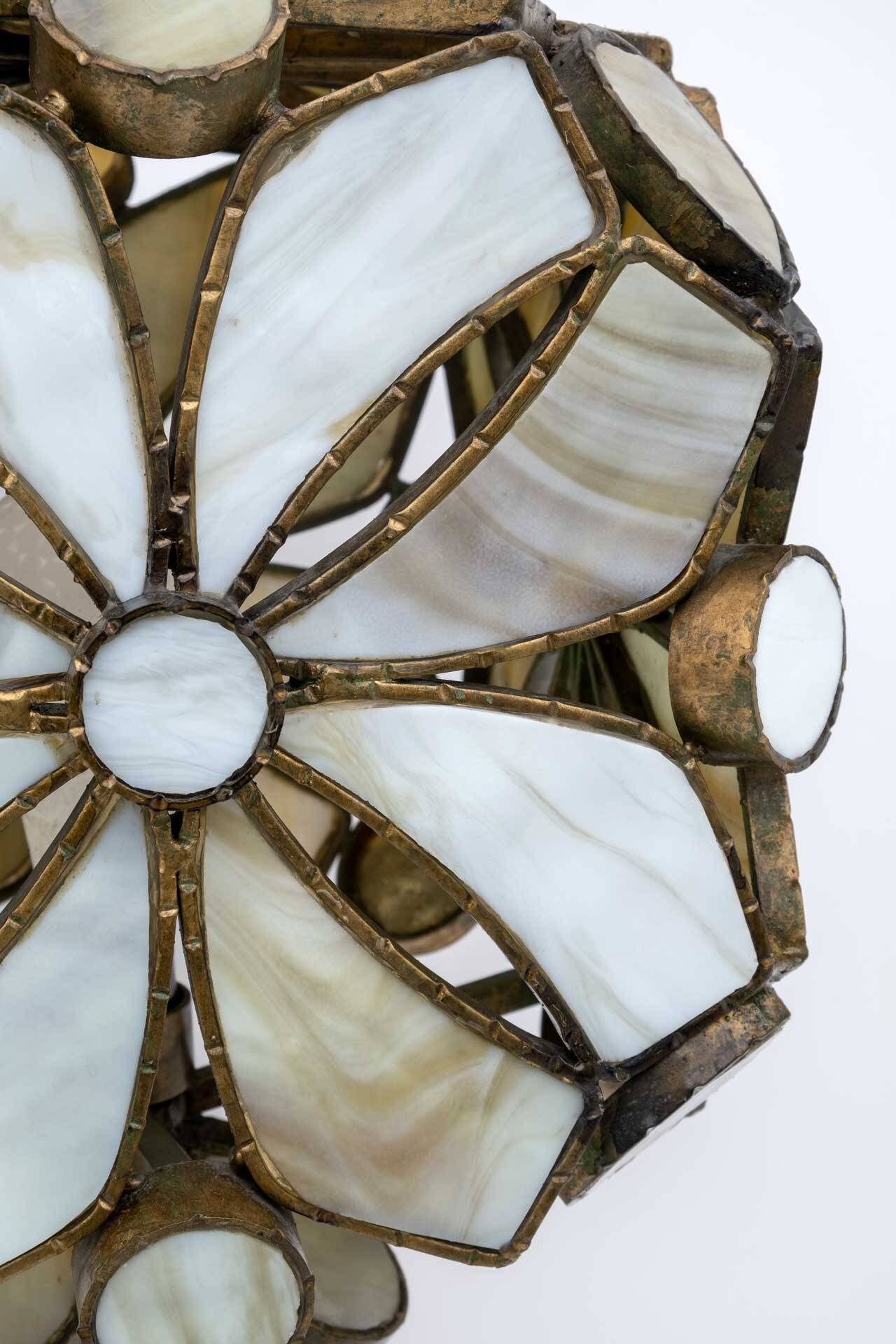 Rare Brutalist Italian Glass Paste and Wrought Iron Table Lamp by Longobard