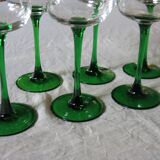 6 colored white wine glasses from Alsace in very good condition