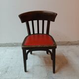 Chaise Baumann avec assise en cuir rouge