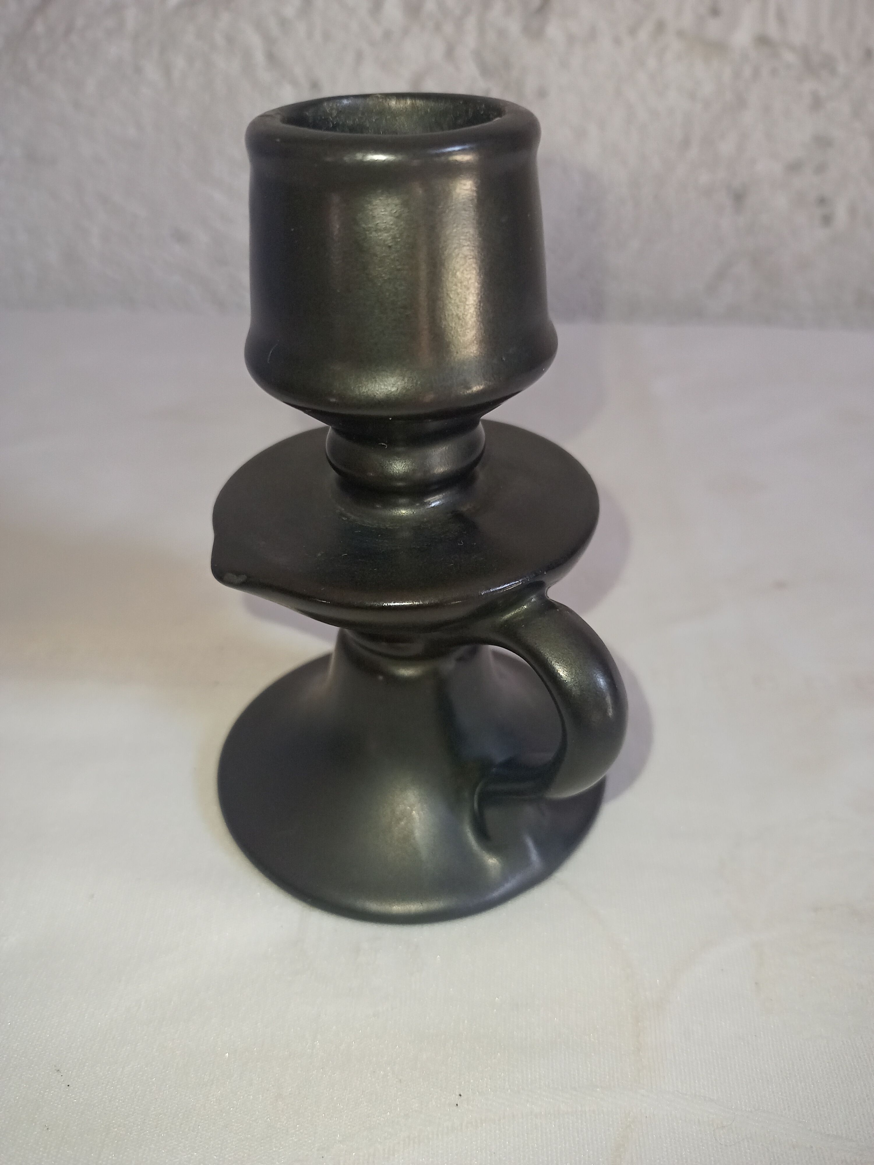 Black ceramic candle holder