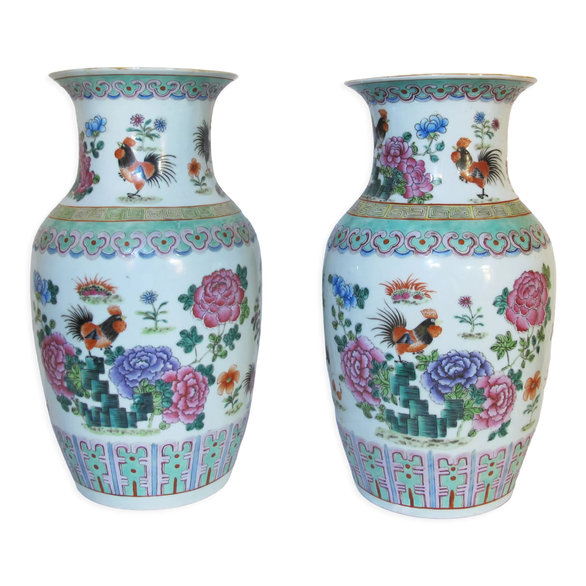 Pair of chinese porcelain vases pink family