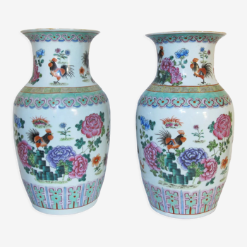 Pair of chinese porcelain vases pink family