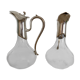 Glass decanters and silver metal spouts