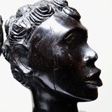 Couple of Malagasy busts in dark exotic wood, carved, craftsmanship from the 1940s to 1970s.