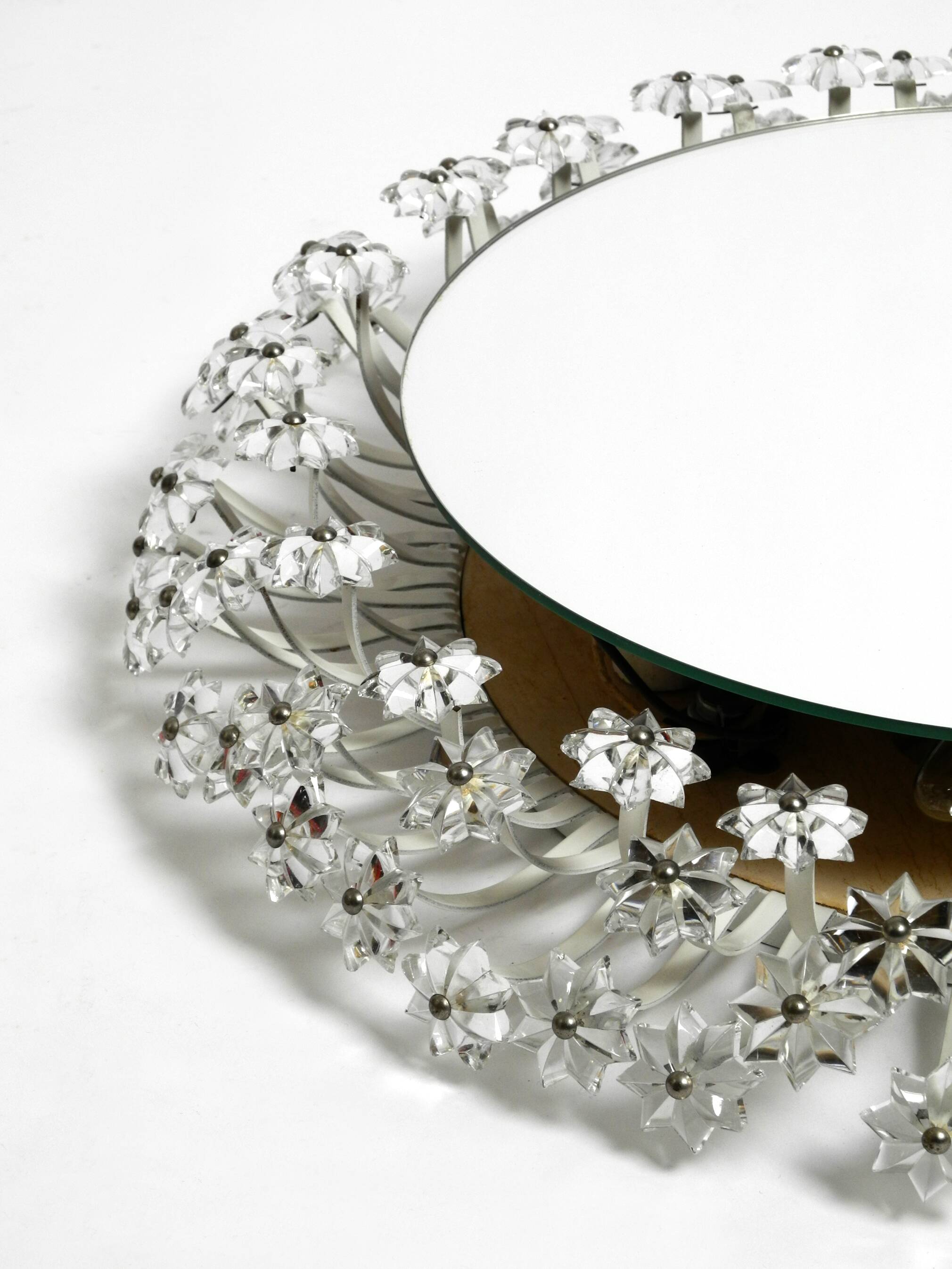 Mid Century Münchner Zier-Form flower mirror illuminated by Schöninger