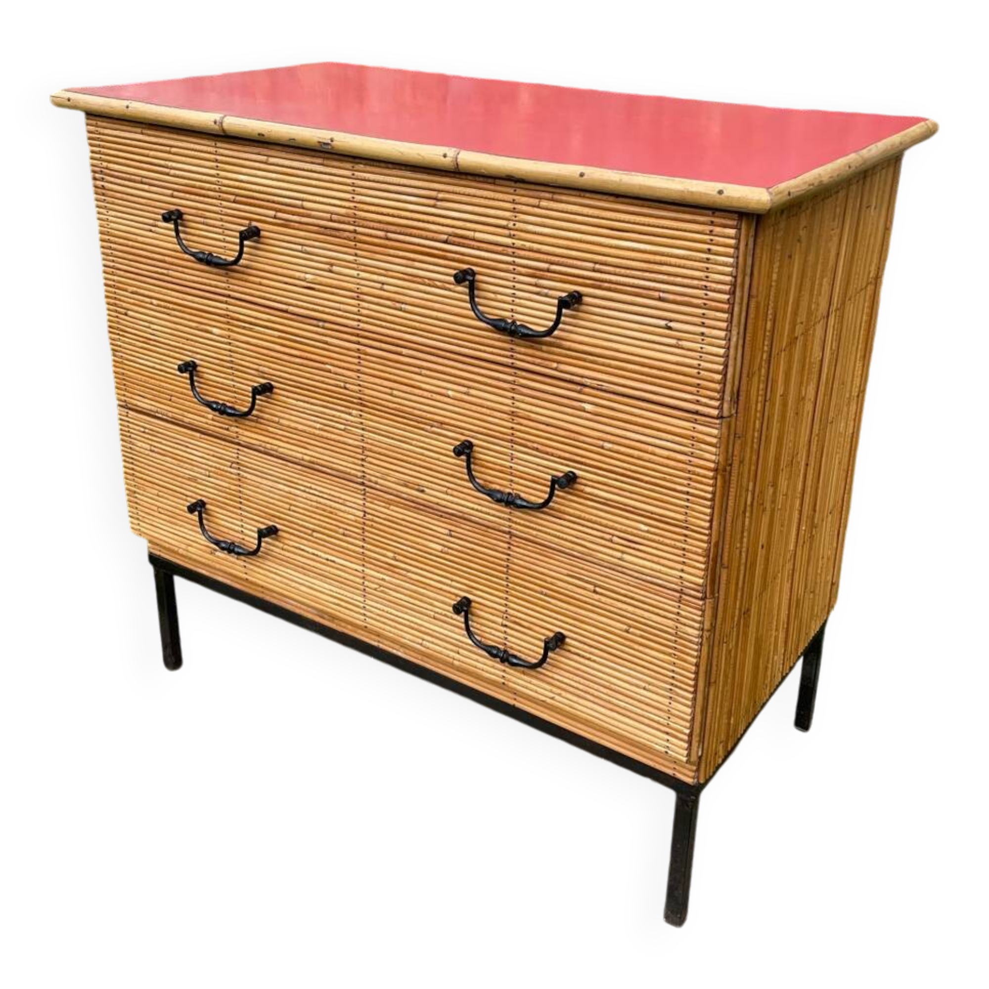 Vintage rattan chest of drawers 1950-60