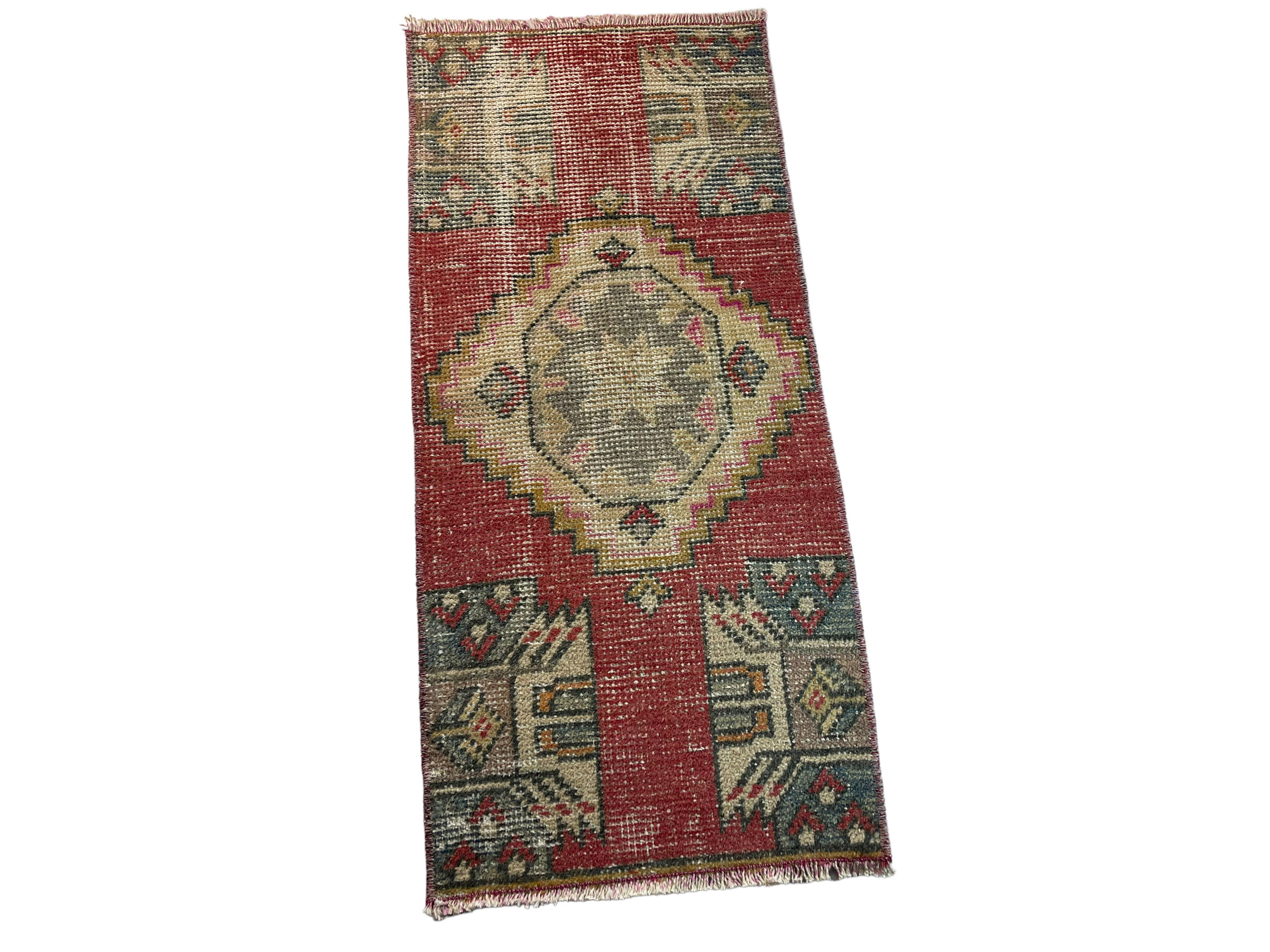 Vintage turkish pastel mini rug  98 x 45 cm