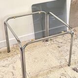 1970s coffee table glass and chrome steel