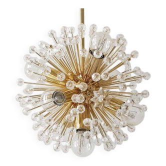 Two golden Sputnik ball chandeliers by Emil Stejnar, Austria, 1970s.