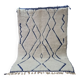 Handmade Beni Ourain Berber Rug with Blue Diamond Lines Pattern – 250x150 cm