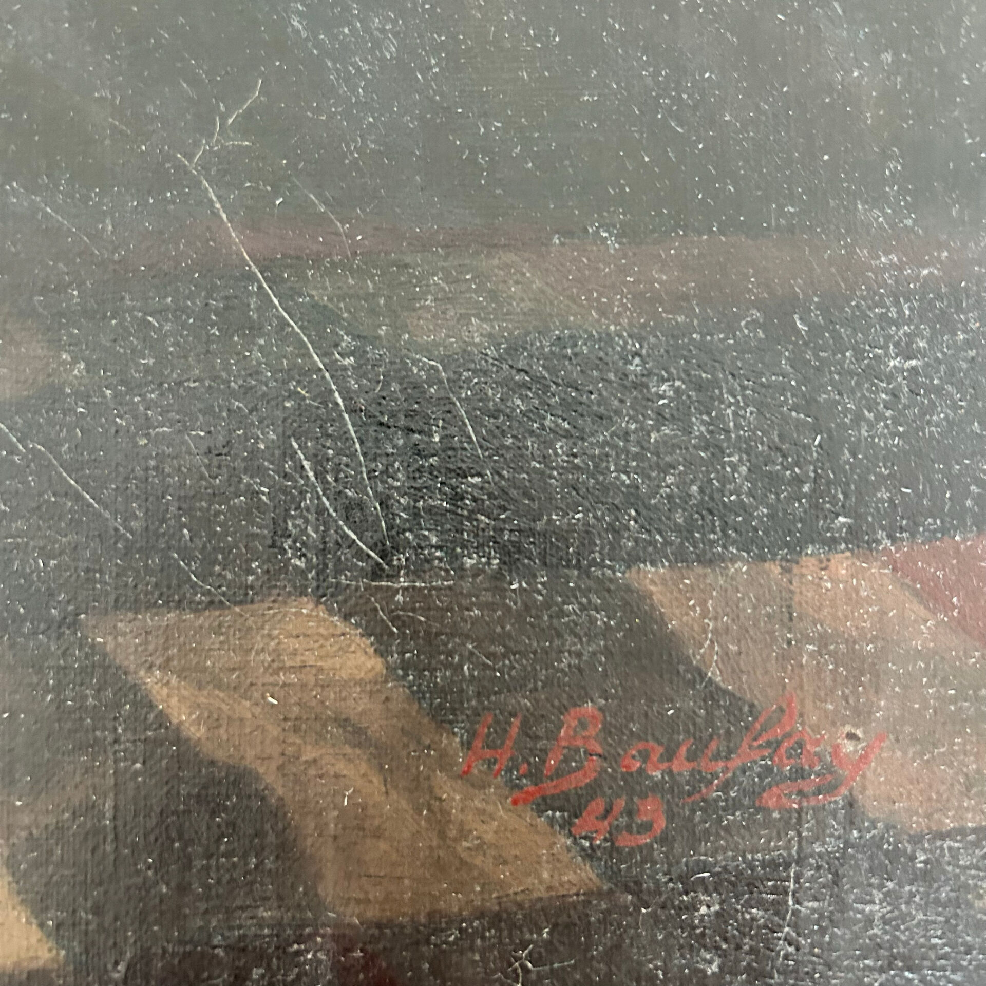 Antique painting signed H. Bauffay 1943