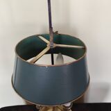 Three-light bouillotte lamp in gold metal, desk lamp.