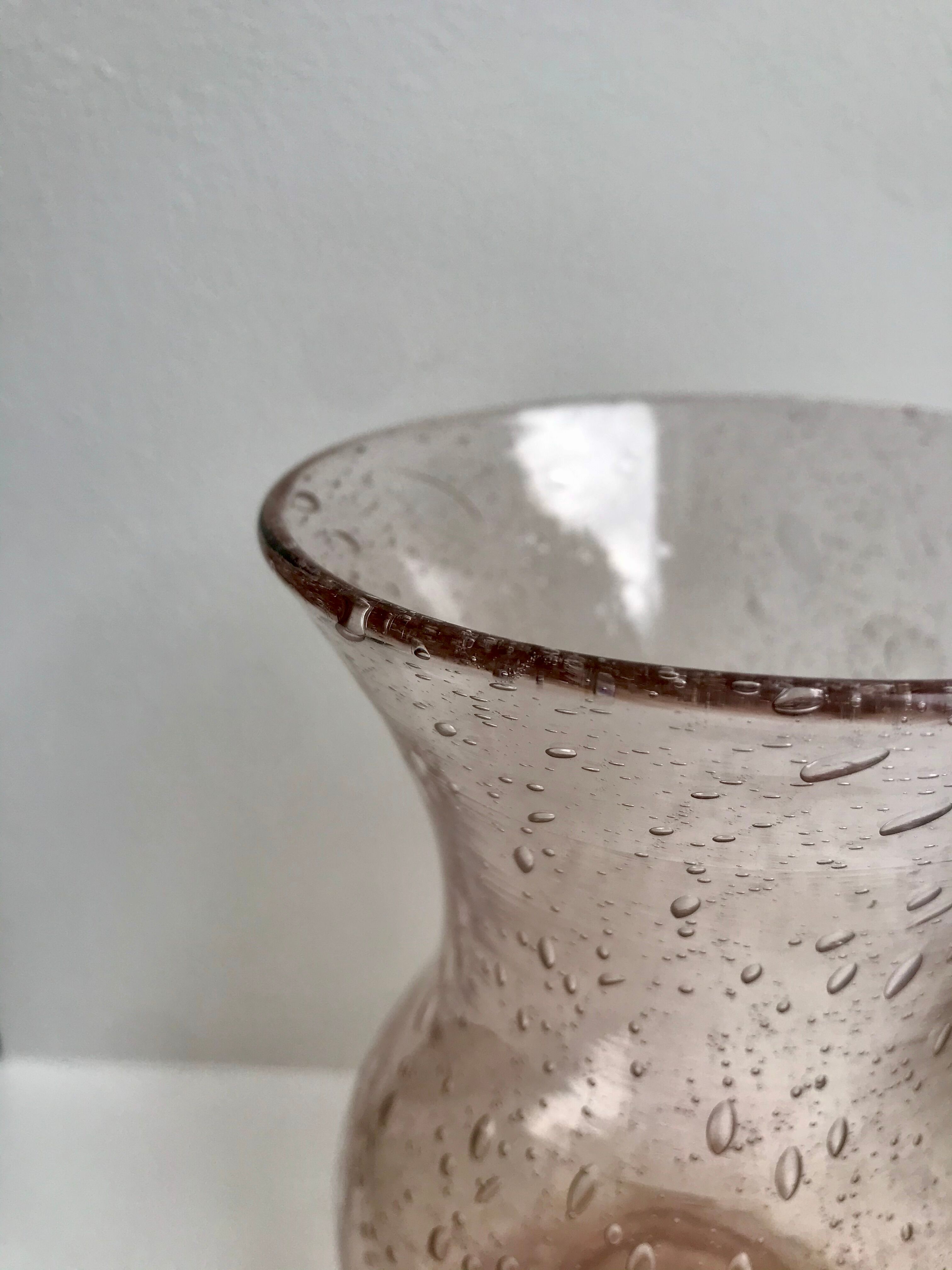 Bubbled glass vase from biot rose 60s-70s