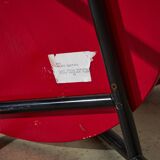 Red Plywood and Curved Metal Frame Chair