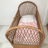 60s wicker rattan cradle bed