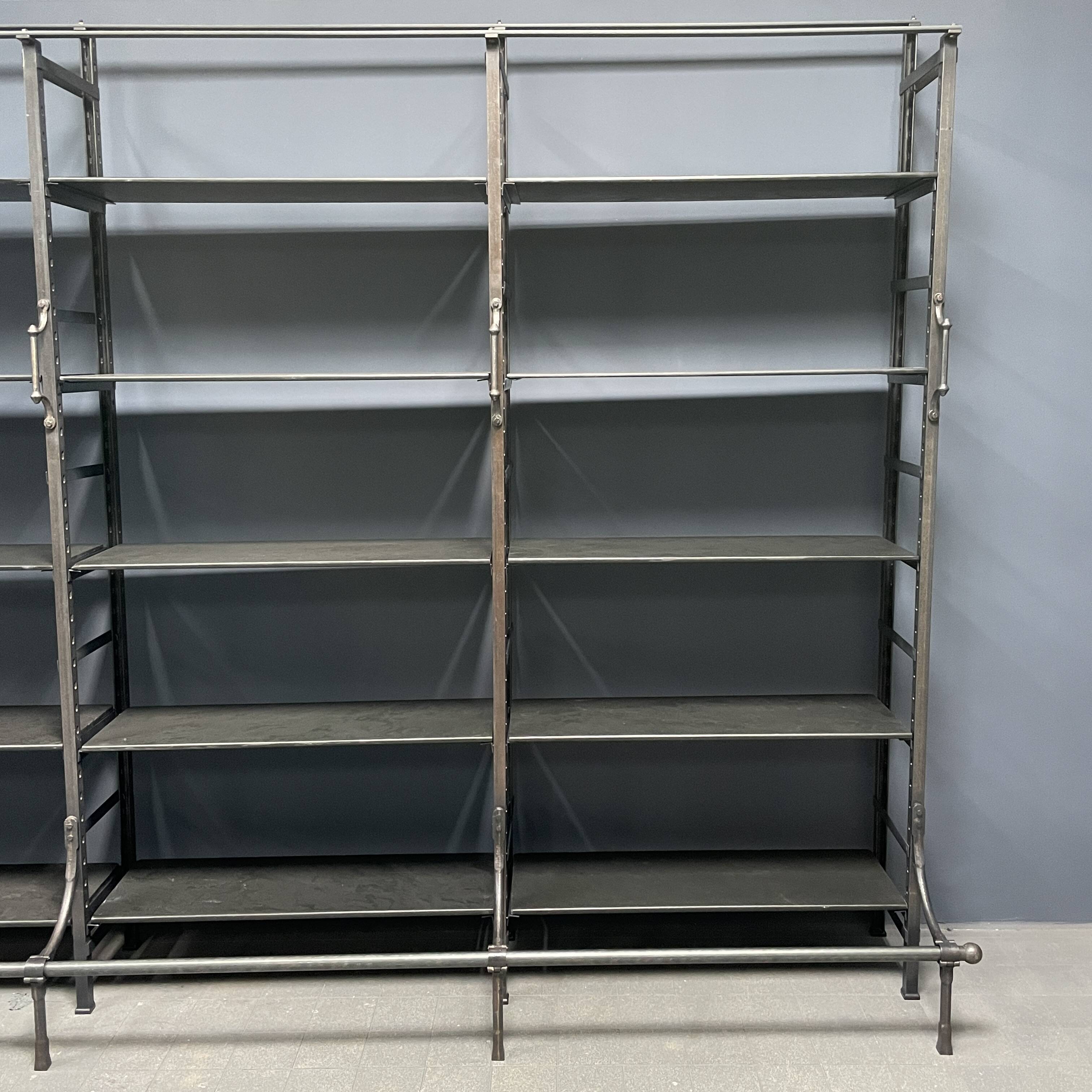 Industrial Iron Library Wall Shelving Cabinet