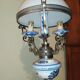 Opaline white porcelain blue 3 branch hanging lamp